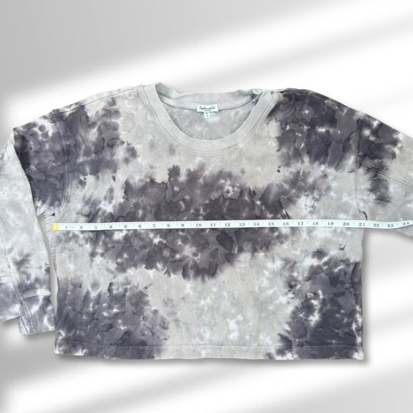 Splendid Tie-dye Cropped Sweatshirt Gray/Taupe Cloud Wash | Size XS - Picture 4 of 6